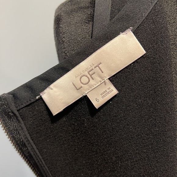 Loft size 6 sleeveless knit black sheath dress with lace decorated top - Picture 8 of 14